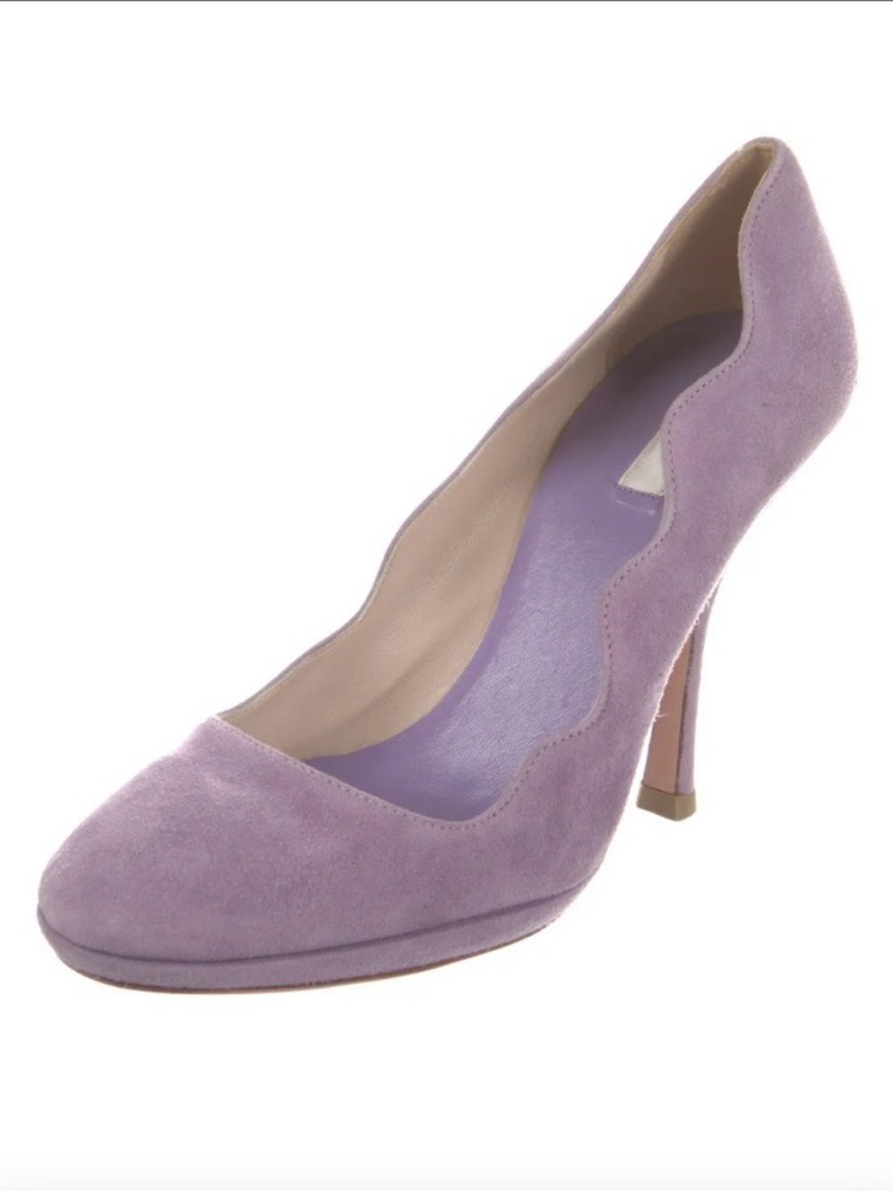PRADA Lavender Scalloped Suede High Heel Pump - Women - Picture 2 of 10